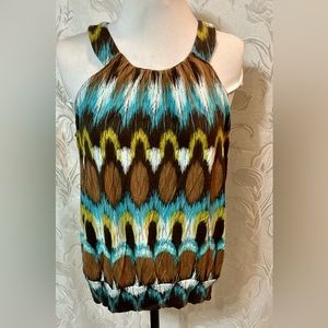 CleoCleo Brown & Peacock Tank Top